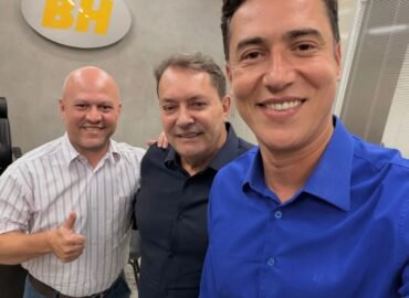 Renato Paiva, presidente do Democrata Futebol Clube, em reunião com Douglas Melo e Pedro Lourenço no Supermercados BH sobre patrocínio e parcerias